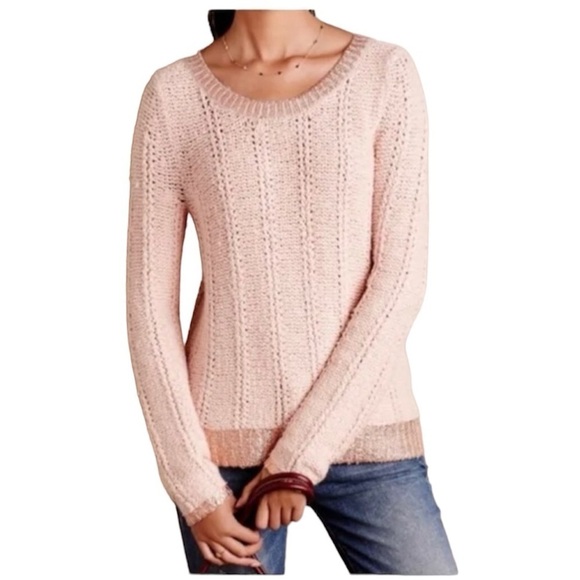 Anthropologie Sweaters - Anthropologie Moth Pink Sweater with Shimmer Detail